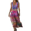Gienslru Vestiti Donna Estivo 2026 Eleganti Vestito Lino Abito Senza Maniche a V Boho Chic Taglie Forti Comodo Fresco Abiti Lunghi Spiaggia Mare Curvy Abbigliamento con Tasche Casual Dress Copricostume