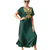 YOUKD - Abito lungo da donna, stile boho, con stampa floreale, caftano, copricapo da spiaggia, vestito ampio, per donna, Taglia unica