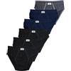 nicoit Slip Uomo in 100% Cotone, Mutande Uomo Colori Assortiti, Pacco da 6 (IT, Testo, L, Regular, Regular, 6, Multicolore (Nero/Blu/Grigio))