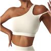 WWricotta Top Sportivo Monospalla con Schiena Nuda, Bustier Imbottito Effetto Push up, Reggiseno da Allenamento Fitness e Yoga, Sexy e Funzionale/A