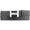 BELTINGER Cintura da donna HANNA in pelle bovina pieno fiore 3 cm | Cintura stretta da donna 30mm | Argento lucido | Nero 85cm
