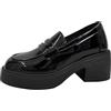 Generisch Scarpe da donna con plateau Mary Janes, con plateau morbido, suola spessa, mocassini, in pelle verniciata, eleganti e confortevoli, a, 40 EU