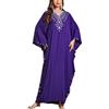 YouKD - Kaftano ricamato floreale ampio stile bohémien, copricostume da spiaggia, bikini, vestito plus size da donna, Etichettalia unica
