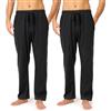 Timone Pantaloni Uomo Pigiama in 100% Cotone Caldo, Lunghi e Leggeri, Abbigliamento da Notte, Tinta Unita e Fantasia a Quadri, con Tasche Laterali TPP-001 ((2Pack) Nero/Nero, S)
