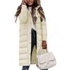 Vancavoo Piumino Lungo Donna Cappotto Invernale Trapuntato con Cappuccio | Giubbotto Caldo Idrorepellente con Zip e Bottoni Automatici, Spacchi Laterali con Zip e Tasche Oblique