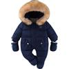 BRONG Bambino Inverno Tuta Da Neve Bambina Vello Pagliaccetti Con Cappuccio Tuta Infante Ragazzi Ragazze Caldo Cerniera Capispalla Con Guanti Blu 3-6 Mesi