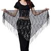 TouKingda Gonna da donna con paillettes, con nappa, con lacci e frange, per danza del ventre, Nero , Taglia unica