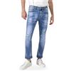 TONY BACKER - Jeans Uomo Slim Fit Elasticizzati, Jeans Uomo Strappati, Stile Urban Casual in Denim, Blu Grigio Celeste, vestibilità Aderente, Taglie 42-52 Art. S250