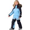 Generic Tuta da neve per bambini, taglia 3-14 anni, impermeabile, antivento, calda, invernale, con collo in pelliccia, abbigliamento da sci