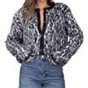 Goolecrimp Cardigan da Donna con Stampa Leopardata Maglione Moda Sciolto Girocollo Bottone Maglione Morbido Vintage Elegante Casual Manica Lunga Maglione di Peluche (Nero,M)