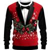 Duohropke Maglione natalizio da uomo, maglietta natalizia, maglione di Natale, cravatta finta, divertente, brutta, maglietta di Natale, stampa digitale 3D, felpa girocollo, Colore: rosso, 5XL