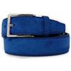 Emila Cintura scamosciata blu elettrico cinta camoscio artigianale uomo donna in vera pelle casual 3,5 cm con fibbia per jeans pantaloni abiti artigianale made in italy classica 125