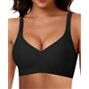 Ganado Reggiseno da donna senza ferretto, reggiseno senza cuciture, scollo a V profondo, reggiseno push up, morbido, comodo, senza ferretto