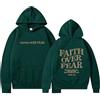 YuchiFa Felpa con Cappuccio Faith Over Fear, Felpa con Cappuccio Unisex per Uomo e Donna, Felpa a Maniche Lunghe, Top Casual