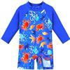 XFGIRLS Costume da bagno UV da ragazzo, a maniche lunghe, con cerniera | Costume da bagno intero a maniche lunghe UV da ragazzo con gamba, cerniera frontale e bottone automatico (6M-3J)