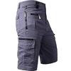 Generic M-5Xl - Pantaloni cargo da uomo, corti estivi, in cotone, per il tempo libero, in tinta unita, leggeri, elasticizzati, traspiranti, con chiusura lampo e tasche multiple, grigio., 5XL