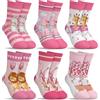 hometrixx 6 Paia Calze In Cotone Traspirante Bambina Calzini Corti Elefante Leone Zebra Coniglio Palloncino Rosa Calzini Alla Caviglia 3-5 Anni