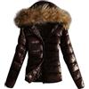 Generico Piumino Morbido Lucido da Donna Giacca Corta In Pelliccia Artificiale Piumino Caldo Ispessito Giubbino Trapuntato con Zip Tasche Giacca Casual Outdoor Cappotti Invernale