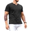Muscle Cmdr Uomo Slim Fit Scollo a V Camicie Casual Manica Lunga e Corta Muscolo Henley T-Shirt Top Business Elegante