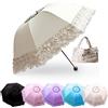 YUEHUA principessa pizzo vintage in pizzo uv ombrello pieghevole 3d fiore ricamo ombrello 3 pieghe giorni di pioggia, giorni di neve, giorni di sole disponibili