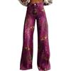 Generisch Baggy Jeans da donna anni '70, pantaloni Boho anni '60, hippie, fiori a vita alta, abbigliamento da discoteca, costume da discoteca, jeans da donna, gamba dritta, pantaloni elasticizzati a vita alta