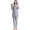 Odizli Burkini, maglietta da bagno da donna, musulmana, a maniche lunghe, con cerniera, con fiori, pantaloni da nuoto, cuffia da bagno, 3 pezzi, grigio., XXL