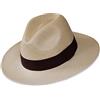 Tumia LAC - Cappello Panama Fedora - Versione Non Arrotolabile - Naturale con Banda Marrone - 56cm