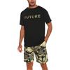 Nieery Pigiama Uomo Cotone Corto Estivo Girocollo Camuffare Pigiami | Due Pezzi Maniche Corte Casual Set con Tasche e Coulisse