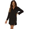 Selente Sweet Dreams Elegante Camicia da Notte in Raso (Made in EU) a Maniche Lunghe con Bottoni e Taschino