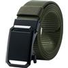LionVII Cintura Uomo, Cintura Nylon Uomo Cricchetto Automatica Fibbia 38mm,Trim Regolabile per Adattars [130 cm L x 3,8 cm W] Verde militare