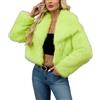 ZhuiKun Giacca Donna in Pelliccia Sintetica Corta Collo a revers Largo Maniche Lunghe Cappotto Invernale Aperta Davanti Cardigan Morbido - Verde fluorescente, S