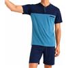 Il Granchio Pigiama Uomo Corto in Cotone GP1123 (IT, Testo, XXL, Regular, Regular, Standard, Petrolio)