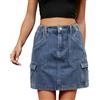 Edelaura Gonna Corta in Jeans da Donna con Tasche Elegante Monocromatica con Bottoni Gonna in Jeans Lavata Vintage Estiva Minigonna Comoda per Il Tempo Libero Moda Streetwear