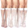 Geyoga 4 paia di calze a rete da donna al ginocchio scavate, calze a rete in nylon, Bianco/Giardino opulento, L