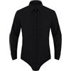 ranrann Body Elegante Camicia Uomo Slim Fit Manica Lunga Cotone Camicie Casual Traspirante Pulsanti Abbigliamento Danza Classica da Balletto Ballo Latino Samba Rumba Nero L