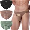 ZAIGELUO Mutandine sexy da uomo, opening Low Rise Soft Comfort Stretch Tagless Male Underwear, Nero/verde latte/verde, XXL