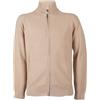 Coveri Cardigan full zip con collo alto in puro cotone chicco di riso e doppia tasca laterale, Beige XXL