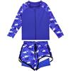 FLYISH DIRECT Costume da Bagno per Bambini e Rashguard Rash-Guard Set, Costume da Bagno Due Pezzi per Bambini e Bambine
