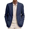 YONGHONGKEJI Blazer Casual Leggero da Uomo Giacca Sportiva Effetto Lino Giacca Estiva Elegante E Casual Giacca da Completo Sottile Monopetto per Affari Vacanze Matrimoni Resort Blu Navy Taglia L