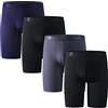 Nuofengkudu Uomo Lunghi Mutande Rete Seta di Ghiaccio Elastico Gamba Lunga Intimo Traspiranti Boxer Aderenti Rigonfiamento Morbidi Rapido Asciutto Underwear Sport 4 Pack-Grigio/Blu/Nero XL