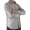 Joyful J26 Camicia Uomo 100% Cotone Regular Fit Herringbone Grigio Manica Lunga