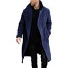 Generico Trench Lungo a Vento Uomo Ufficio Elegante Giacca in Tweed Caldo Capispalla Manica Lunga Doppiopetto Lungo Trenchcoat da Uomo Lana Business Slim Fit Casual Cappotti Viaggi Autunno e Inverno Classico