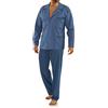 sesto senso Elegante Pigiama Uomo Bottoni 100% Cotone Set Maniche Lunghe Pantalone Lungo 2636/01 4XL Blu Scuro