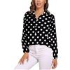 AKDJGFP Camicia A Pois da Donna Camicia Classica con Stampa a Pois in Bianco e Nero for Donna, Manica Lunga, Bavero, Casual, Ampia, Taglia Grande, con personalità.
