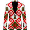 Generico Giacca Natalizia da Uomo Blazer Stampa Albero Natale Cappotto Giubbotto Giacche Monopetto Felpa Colletto Risvolto Giacca Xmas Divertente Abbigliamento per Tempo Libero