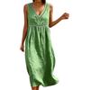 Generico Abito Lino Donna Casual Spiaggia Vestito Senza Maniche Taglie Forti Estivi Donna Vestiti Scollo A V Largo Vestiti Mare Prendisole Leggero Elegante Copricostume Summer Dress