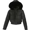 Generico Piumino trapuntato con coulisse moda invernale da donna Piumino con colletto alla coreana Giacca con gemelli caldi invernali Piumino foderato caldo spesso (Nero,L)