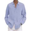Generic Camicia da Uomo a Maniche Lunghe con Colletto rovesciato da Uomo in Cotone e Lino Estivo da Uomo, Casual, Taglie Forti Dolcevita Invernale