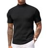 COOFANDY Maglietta da uomo a collo alto a maniche corte con colletto alla coreana superiore a costine pullover lavorato a maglia elastica tinta unita