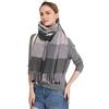 Longwu Donna Morbida sciarpa in lana di cashmere Grande scalda Pashminas e avvolgente coperta con stola calda-Nero&grigio